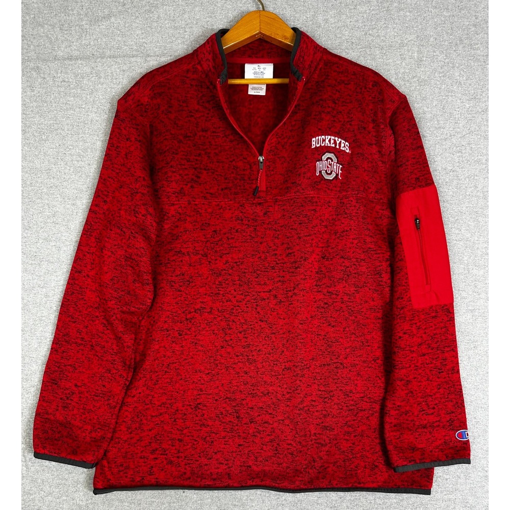 Ohio State Champion Quarter Zip Pullover Mens XL Red Buckeyes Heather